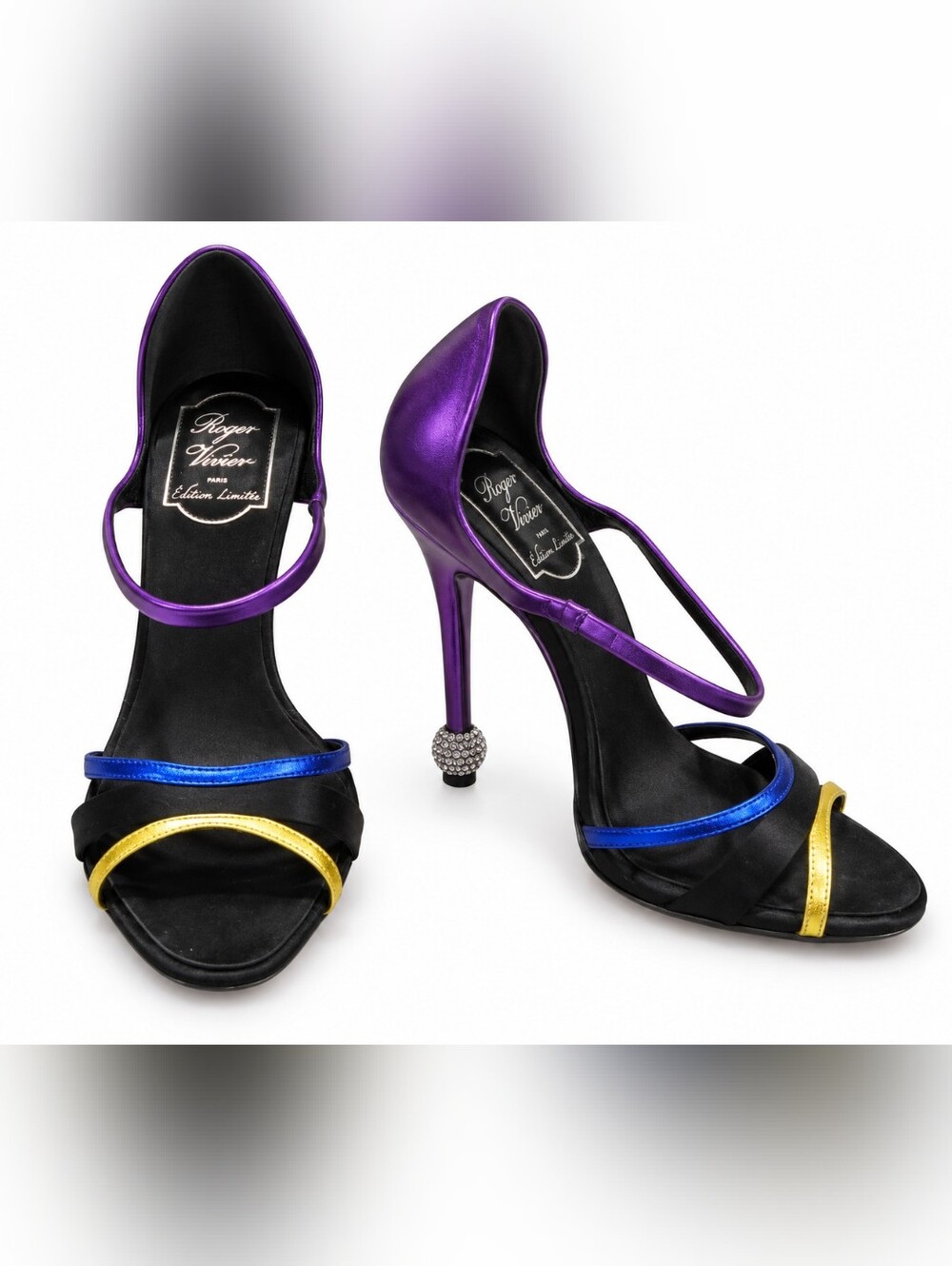 Roger Vivier Édition Limitée Crystal Boule Satin Sandals 39 Rare